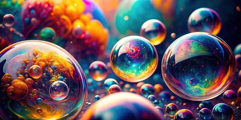 Naklejka premium Colorful bubble art, a captivating abstract design.