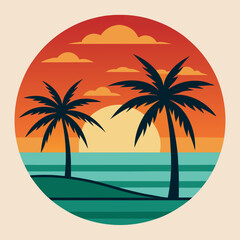 sunset on the beach palm trees