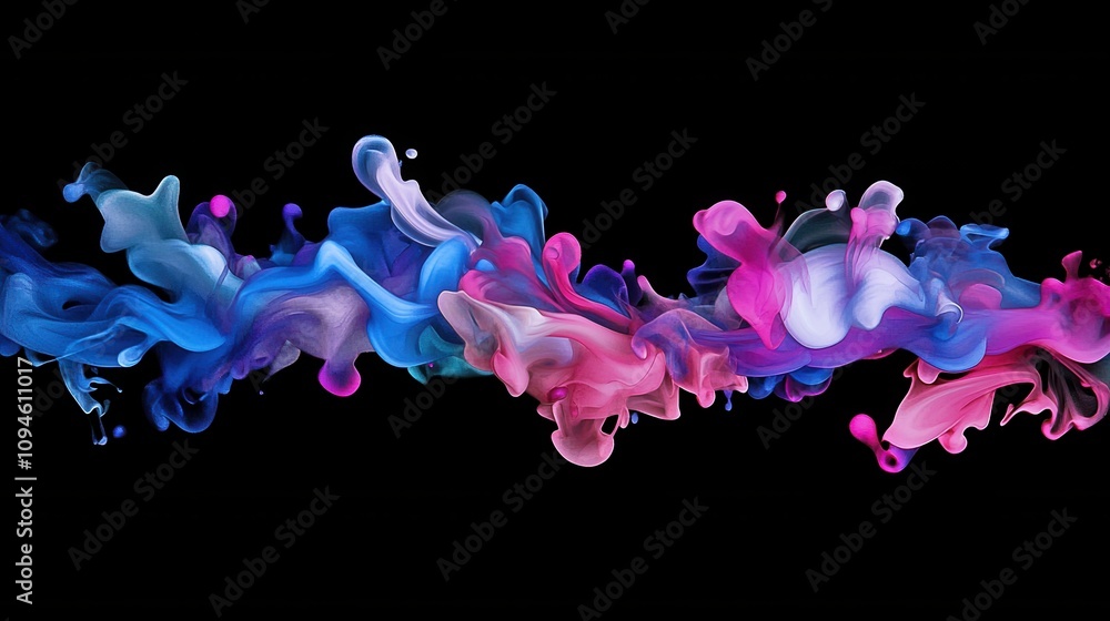 Aufkleber abstract colorful fluid shapes blending in a dynamic wave against a black background.