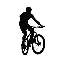Naklejka premium A man is riding a bicycle. He is wearing a helmet. He is giving a thumbs up