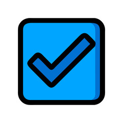 Symbol of approval in blue color representing confirmation or agreement commonly used in digital communication