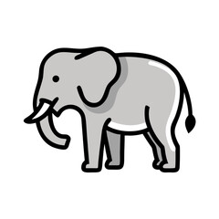 Fototapeta premium Cute elephant standing on a plain background, showcasing large ears, a long trunk, and a small tail, representing a playful and friendly demeanor while capturing the essence of wildlife