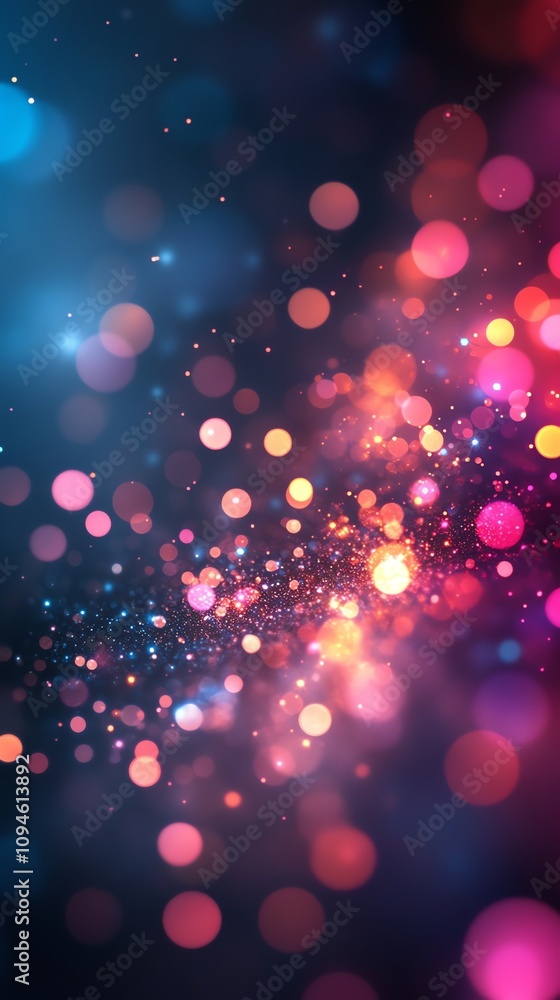 Poster a vibrant abstract background with colorful bokeh effects, ideal for digital designs.