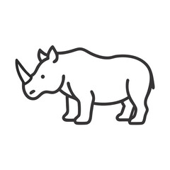 Fototapeta premium Rhino standing in profile, showcasing its distinctive horn and sturdy body against a minimalistic background