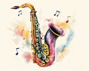 Side view of a vibrant saxophone