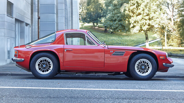 Urnieta, Spain-October 5, 2024: TVR 2500M (TVR M Series) on city streets