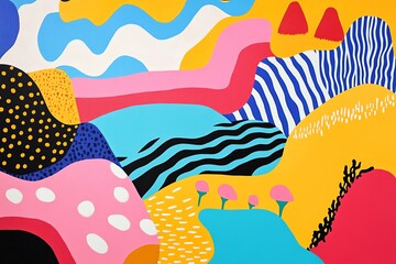 Vibrant illustration of a whimsical park scene