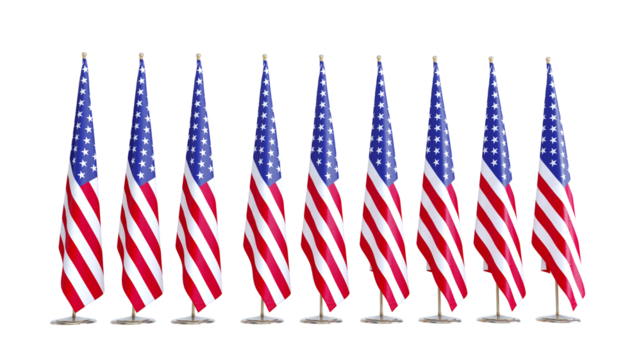 USA flag state symbol isolated on transparent background, Independence Day of the United States.
