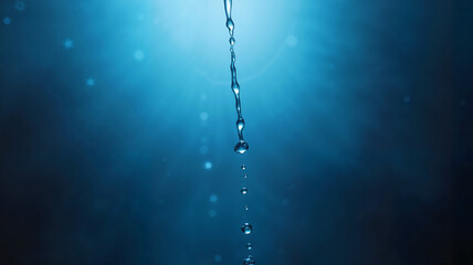 Droplets of water falling in an underwater scene