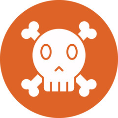 Skull and bones glyph circle icon