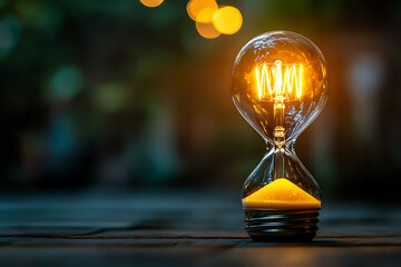 Illuminating Ideas: A Glowing Hourglass of Time, Innovation, and Inspiration