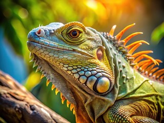 Fototapeta premium Exotic reptile basking in desert sun. Sharp, detailed, botanical wildlife.