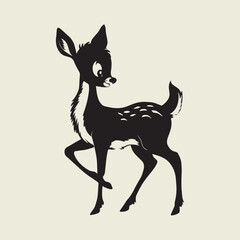 Obraz premium A drawing of a deer with antlers. Deer Silhouette with a beige background.