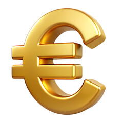 Obraz premium golden euro sign 3d render icon in cartoon plastic style minimal isolated on transparent white background, clipping path