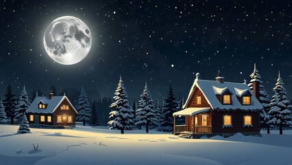 Fototapeta premium christmas night landscape