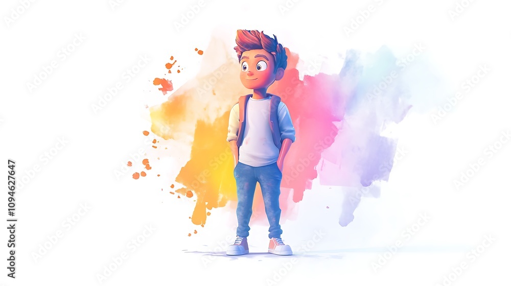 Poster animated 3d character concepts, colorful 3d animated character concept