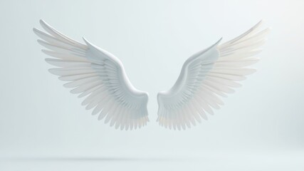 Fototapeta premium White angel wings on a light background