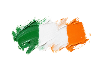 irish flag painted using brush isolated over white (transparent) background; simple ireland country sybol