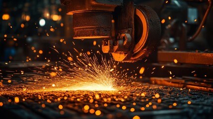 A Close-up of Molten Metal Being Hammered with Sparks Flying