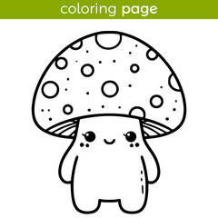 coloring page for kids cute mushroom character vector illustration template design