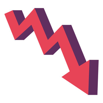 red arrow going down loss trading stock market business vector illustration template design