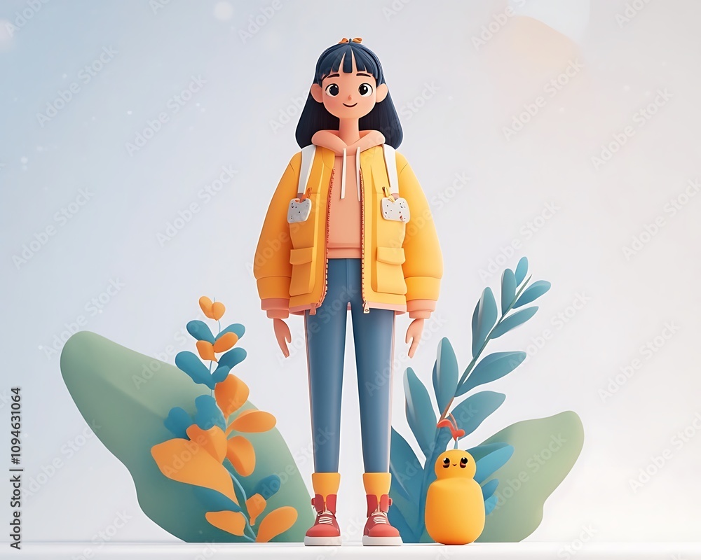 Poster animated 3d character concepts, 3d flat style animated character concept design