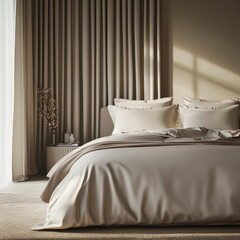 Minimalist Bedroom Decor with Neutral Tones and Soft Bedding