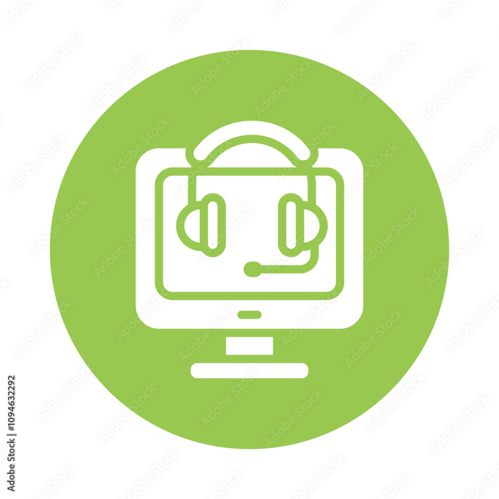 Poster online suppot vector glyph circle icons... .. eps 10 file