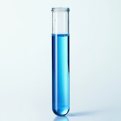 Laboratory experiment analyzing blue liquid science lab test tube clean environment close-up viewpoint for study