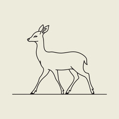 A drawing of a deer with antlers. Deer Silhouette with a beige background.