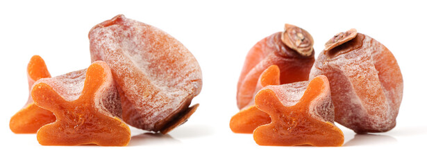 dried persimmon on white background 