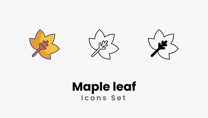 Maple leaf Icons thin line and glyph vector icon stock illustration