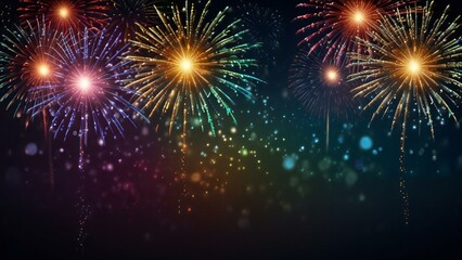 Naklejka premium fireworks on the night sky