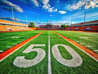 Grimy, vertical football field, space for your message.