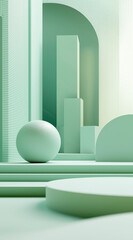 Abstract 3d rendering of a modern geometric background. Minimalistic design for poster, cover, branding, banner, placard. light green style