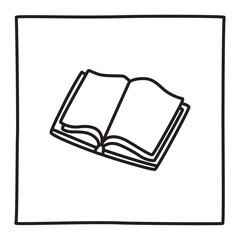 Doodle book icon hand drawn with thin line in minimalistic style. School, colledge education symbol isolated on white background. Vector illustration