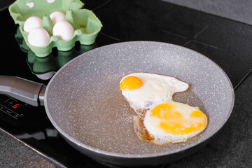 Frying pan with fried eggs