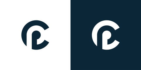 Initial logo lowercase letter logo cp,pc, p inside c, simple logo, circle P and C
