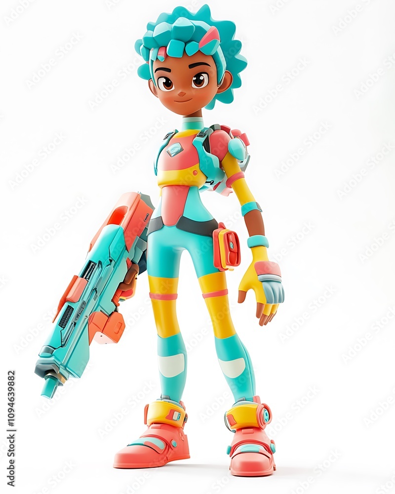 Poster animated 3d character concepts, vibrant 3d animated character concept design