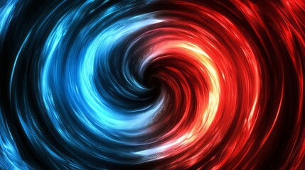 A colorful spiral with blue and red hues. The blue and red colors are swirling together in a circular motion, creating a dynamic and eye-catching design