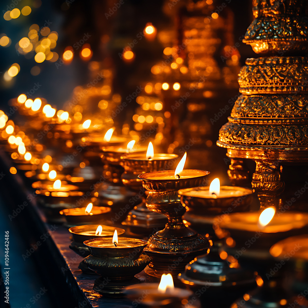 Aufkleber glowing candles in serene setting create warm and inviting atmosphere, perfect for relaxation and re