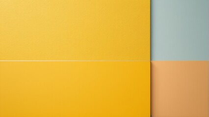 Fototapeta premium A square composition of four distinct colors: yellow, orange, blue, and green, with a white line dividing the squares.