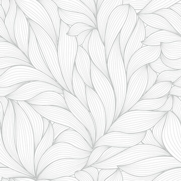 White and silver foliage line art pattern vector collection. Hand made with line design pattern. Design for  wall panel decor,  cover background, wallpaper and banner.