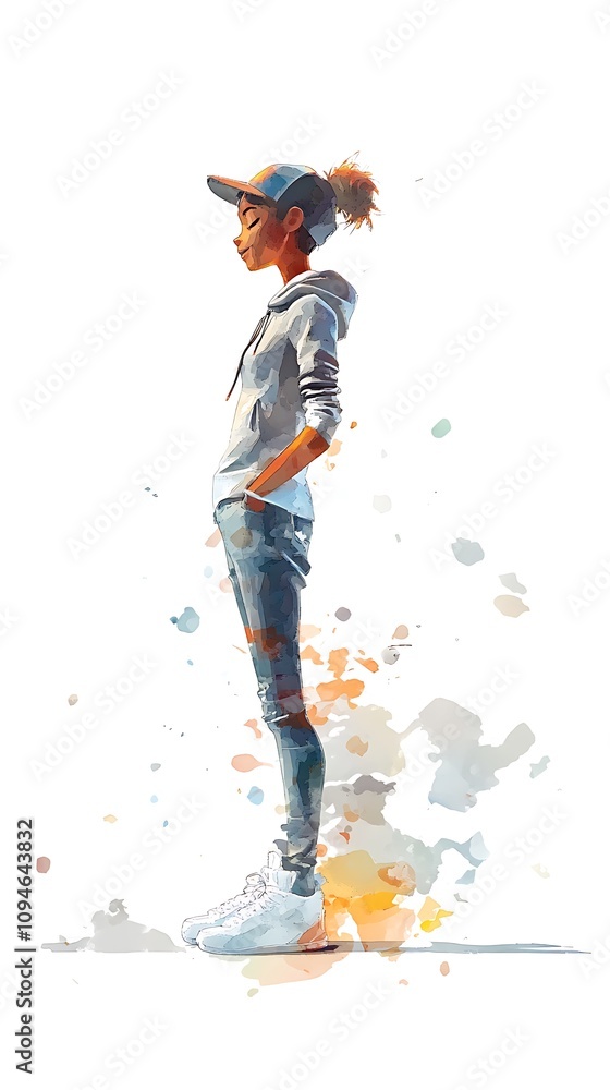 Poster animated 3d character concepts, stylish 3d animated character in soft watercolor design