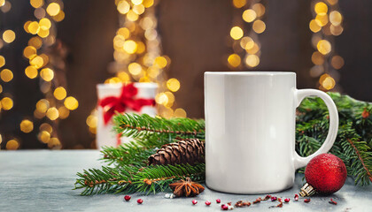 christmas white mug mockup