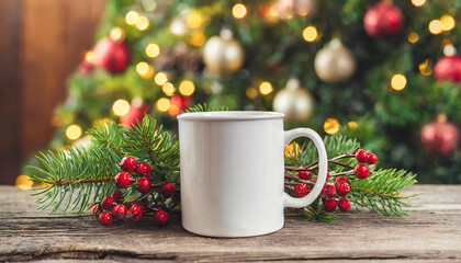 christmas white mug mockup