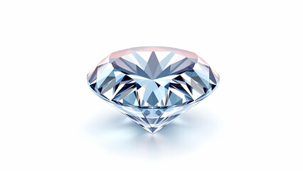 Fototapeta premium A single, large, brilliantcut diamond is showcased against a stark white background. Its facets sparkle, reflecting light. The gem exhibits exceptional clarity and color.