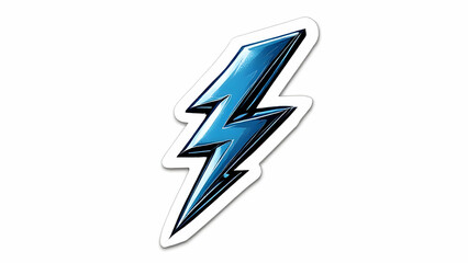 A stylized blue lightning bolt sticker design. Sharp angles, glossy finish, white background. Electric, powerful image.