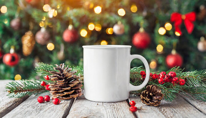 christmas white mug mockup