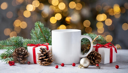 christmas white mug mockup